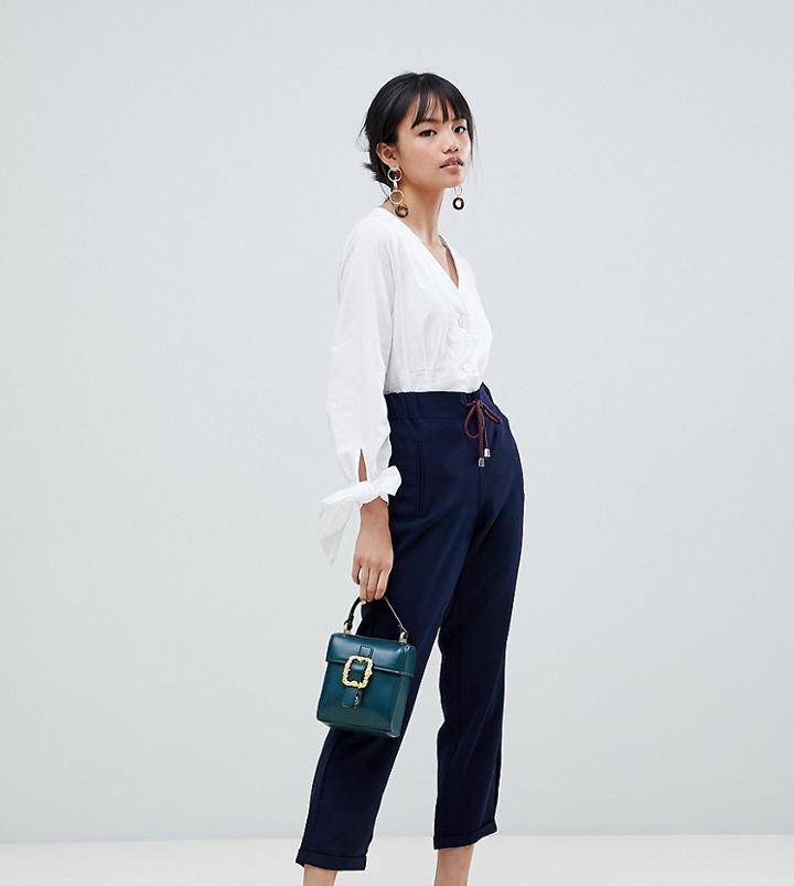Vero Moda Petite Drawstring Relaxed Pants-navy