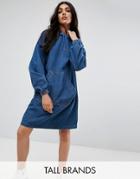 Noisy May Tall Denim Hooded Dress - Blue
