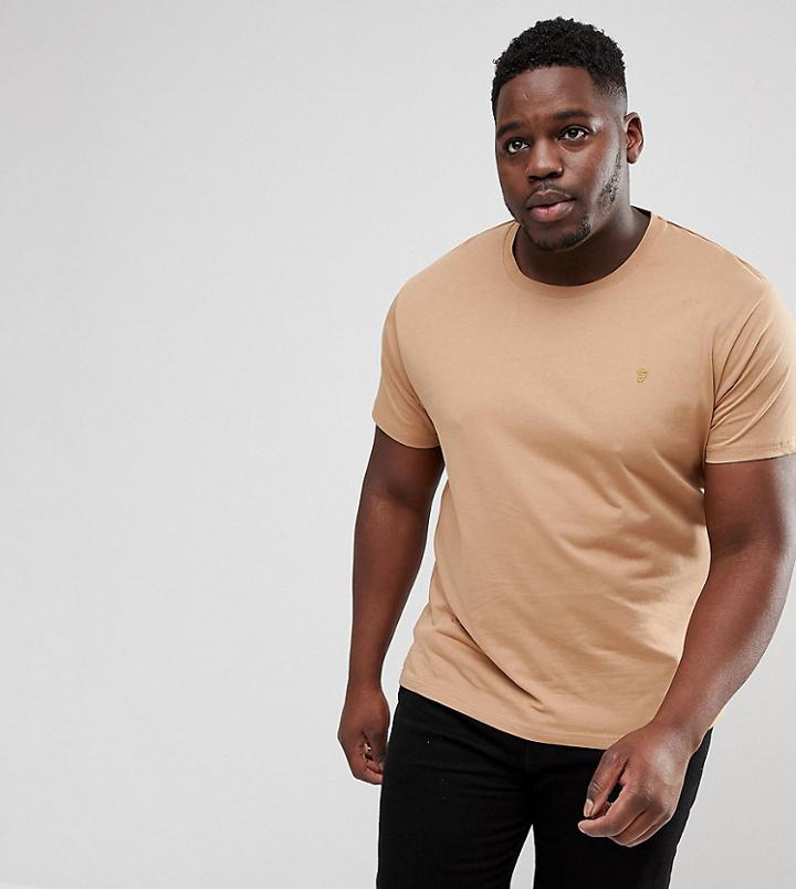 Farah Plus Farris Slim Fit T-shirt In Brown - Brown
