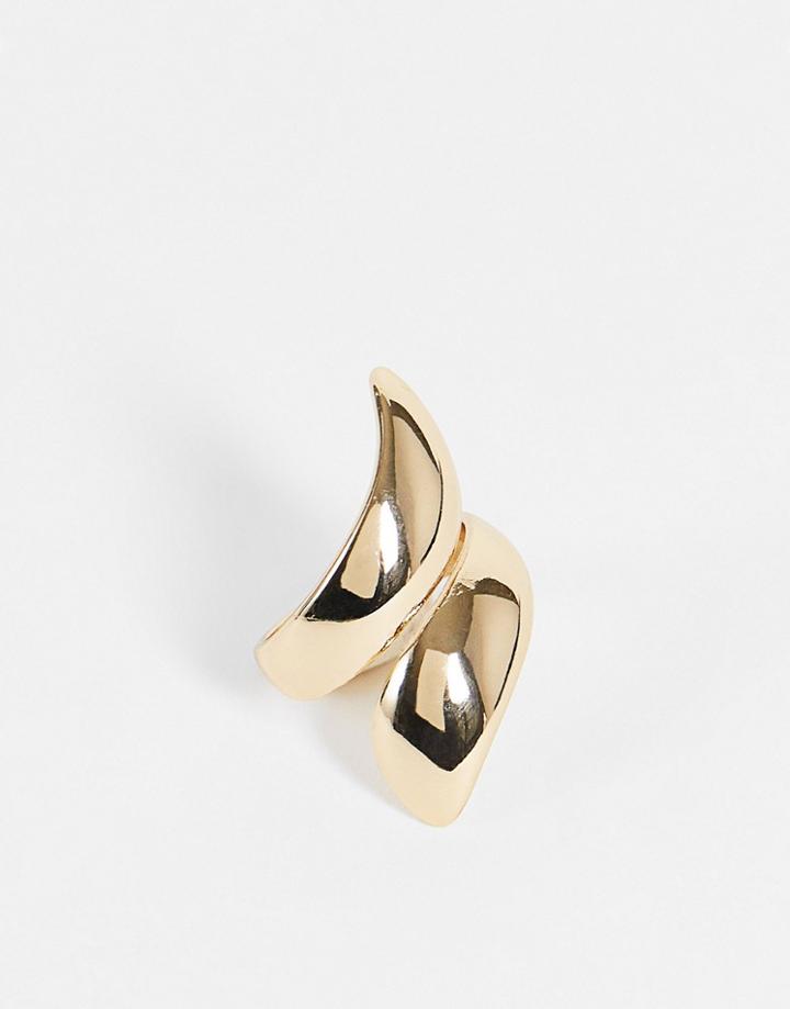 Topshop Wrap Over Ring In Gold