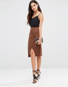 Tfnc Faux Suede Wrap Skirt - Brown