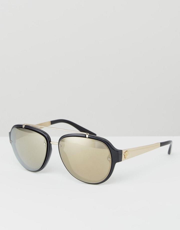 Versace Aviator Sunglasses In Gold - Gold