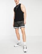 Siksilk Shorts In Black With Taping Detail And All Over Logo Print