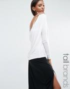 Noisy May Tall Cowl Back Long Sleeve Top - White