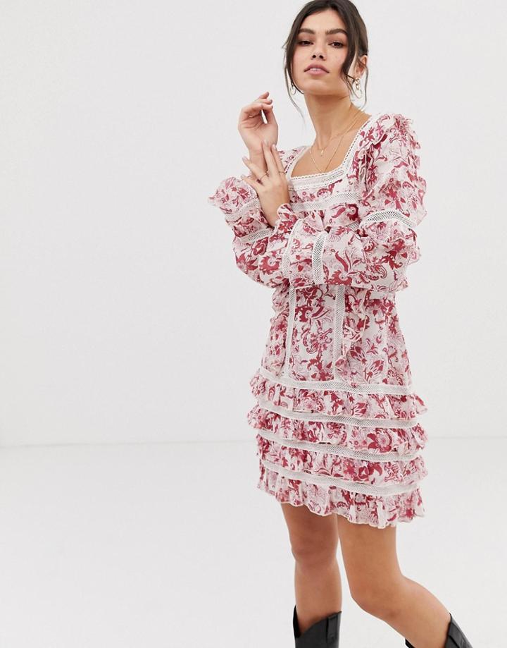 Stevie May British India Floral Print Ruffle Dress-multi