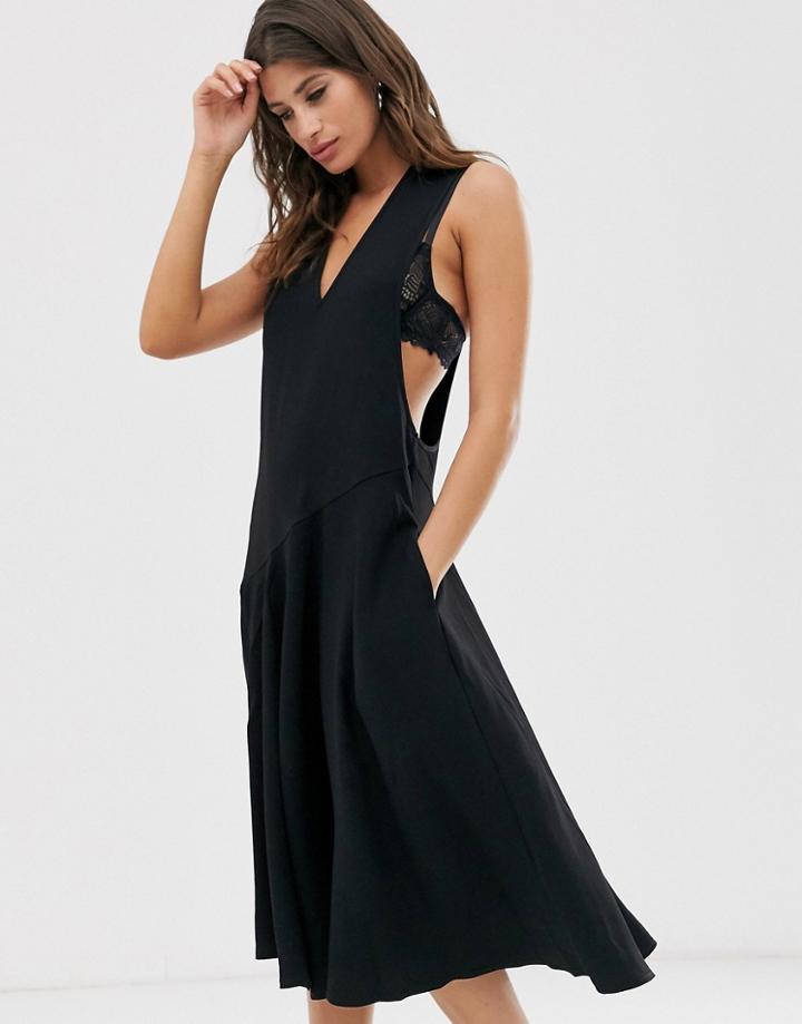 Religion Pinnafore Midi Dress-black