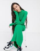 Weekday Ribbed Knitted Maxi Dress In Bright Green