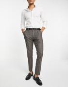 Selected Homme Suit Pants In Skinny Fit Brown Plaid