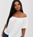 Asos Design Curve Off Shoulder Swing Top In White - White