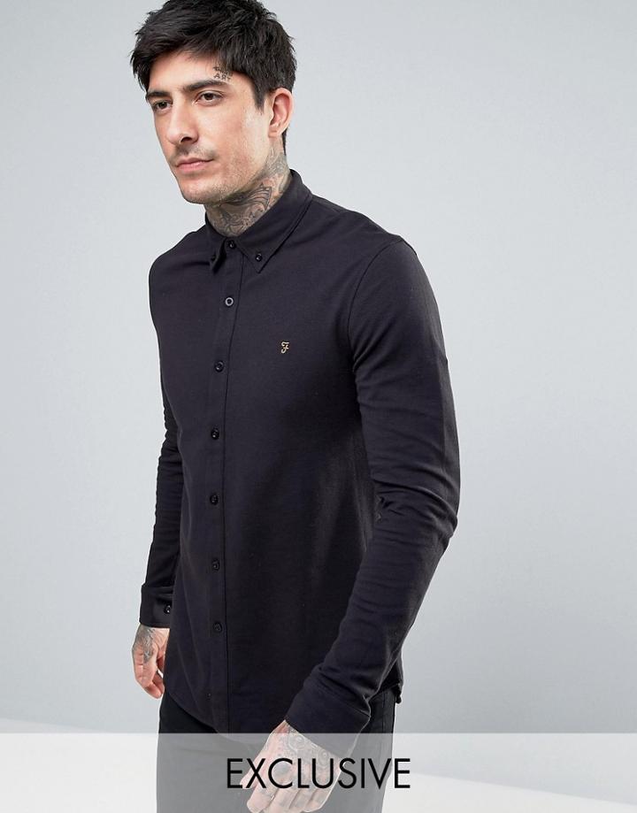 Farah Pique Jersey Shirt Exclusive In Black - Black