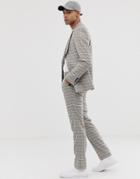 Asos Design Skinny Suit Pants In Stone Check - Stone