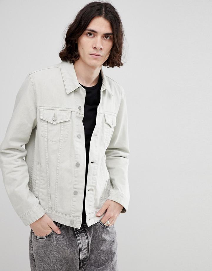 Asos Denim Jacket In Ecru - Beige