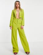 Public Desire Cropped Tailored Blazer In Lime - Part Of A Set-green
