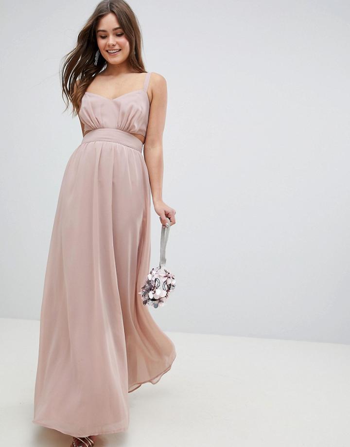 Asos Side Cut Out Maxi Dress With Cami Straps-multi