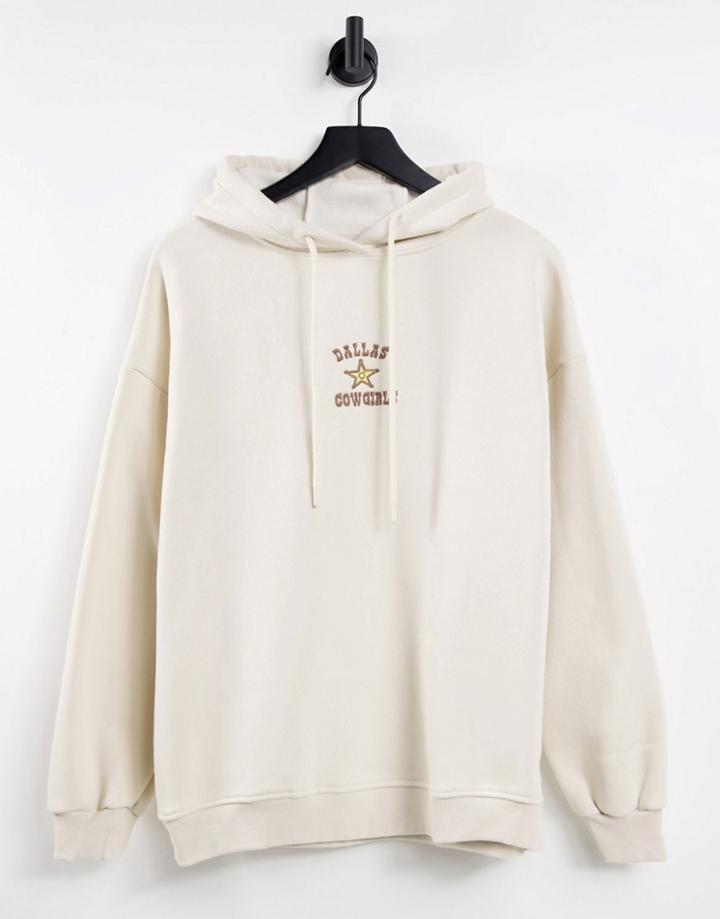 Stradivarius Str Oversized Cowgirl Motif Hoodie In Beige-neutral