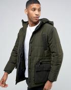 Esprit Padded Jacket With Military Pocket Detail - Green