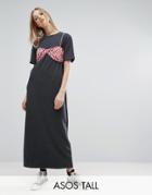 Asos Tall Maxi T-shirt Dress With Bra Top - Black