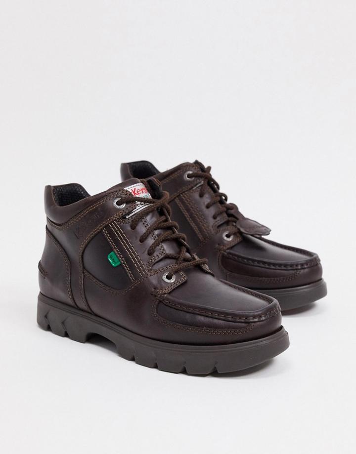 Kickers Lennon Mid Leather Lace-up Boots In Brown