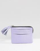 Asos Leather Coin Purse With Tassel - Purple