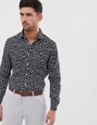 Asos Design Stretch Slim Smart Shirt In Navy