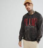 Reclaimed Vintage Inspired Oversized Crew Neck Sweatshirt In Acid Wash With Print - Black
