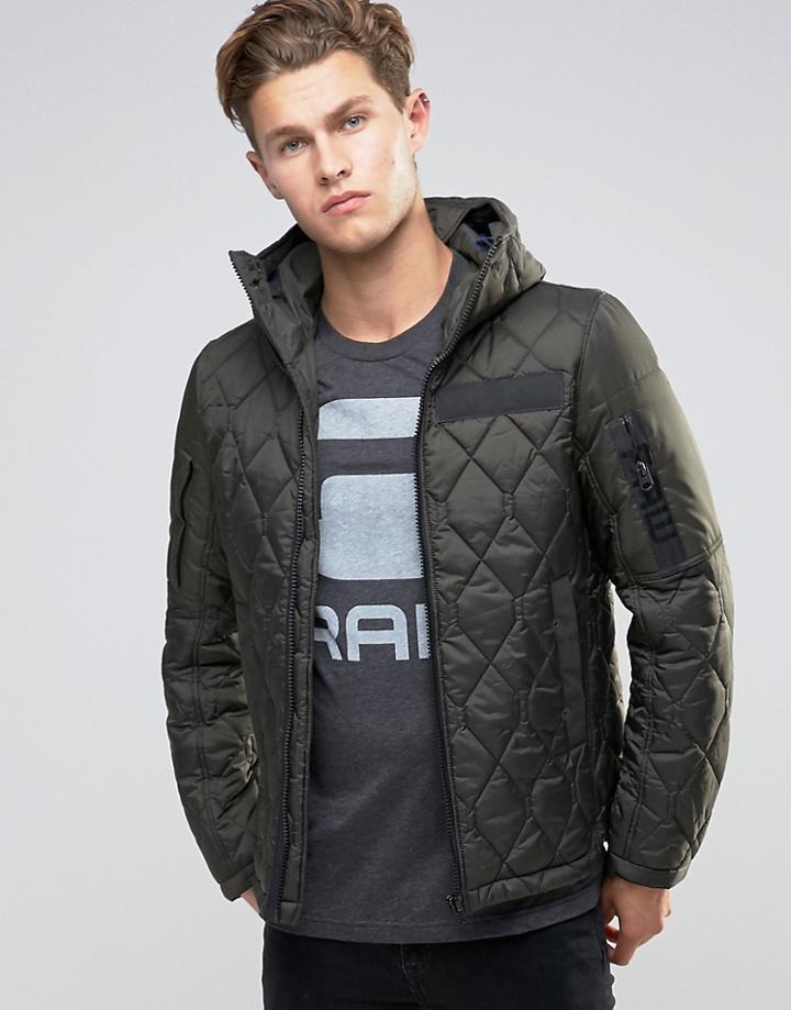 G-star Hooded Quilted Jacket - Gray