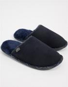Sheepskin By Totes Suede Mule Slippers In Navy Plaid-brown