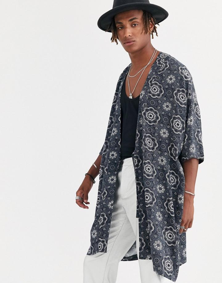 Asos Design Kimono In Geo Print