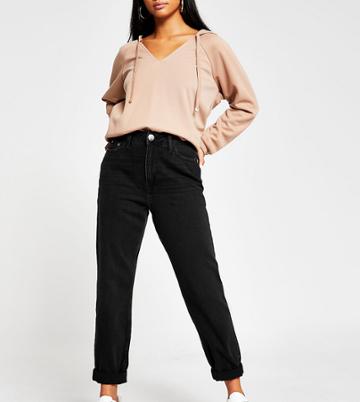 River Island Petite Mom Jeans In Black