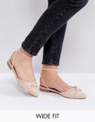 Asos Loopy Wide Fit Bow Ballet Flats - Beige