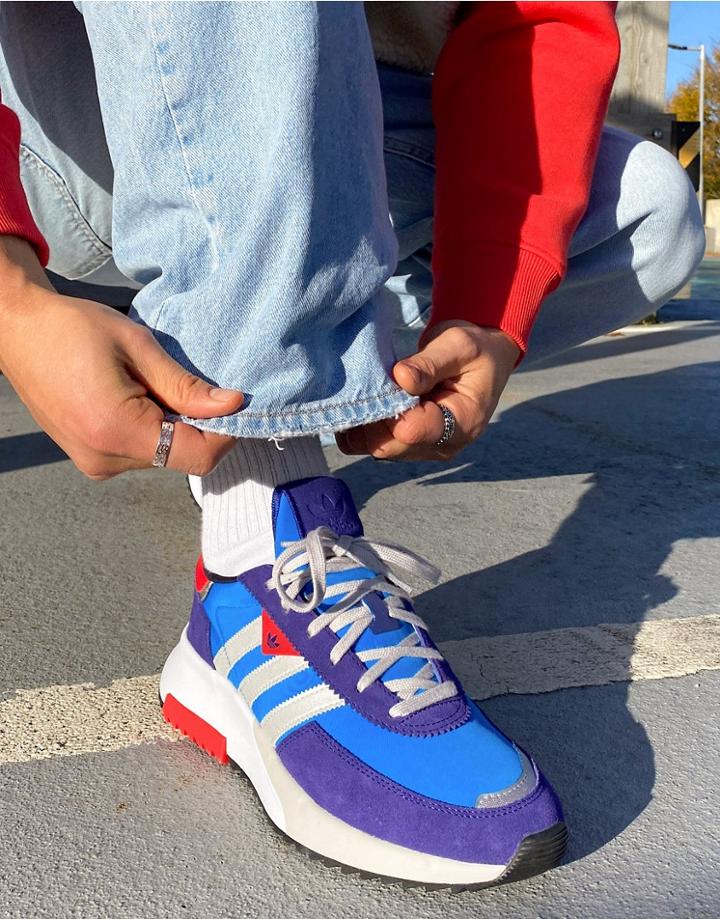 Adidas Originals Retropy F2 Sneakers In Blue And Red