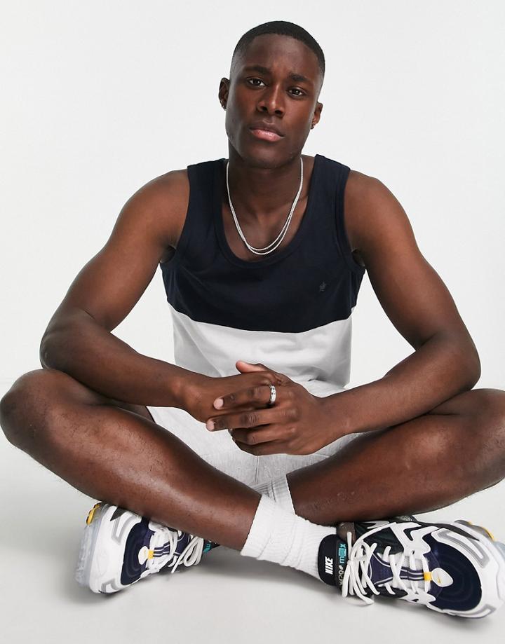 French Connection Color Block Tank Top In Navy White