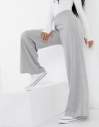 Asos Design Casual Jersey Wide Leg Pant In Gray Marl-grey