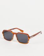 Spitfire Cut Twenty Women's Square Sunglasses In Marbled Tort With Black Lens