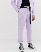 Asos Design Two-piece Relaxed Utility Pants In Washed Lilac - Purple