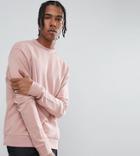 Mennace Sweatshirt In Washed Pink With Drop Shoulder - Pink