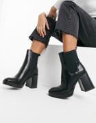 Public Desire Klara Chunky Heeled Ankle Boots In Black