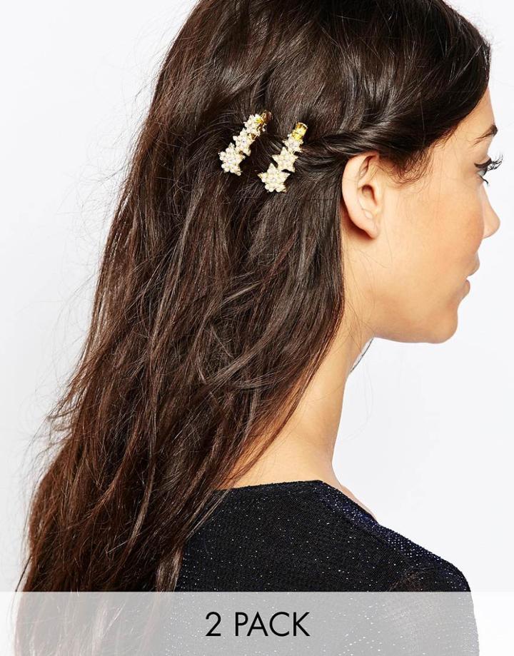 Neve & Eve Pearl Star Hair Slide Set - Gold