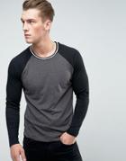Brave Soul Long Sleeve Raglan Baseball Crew Neck - Black