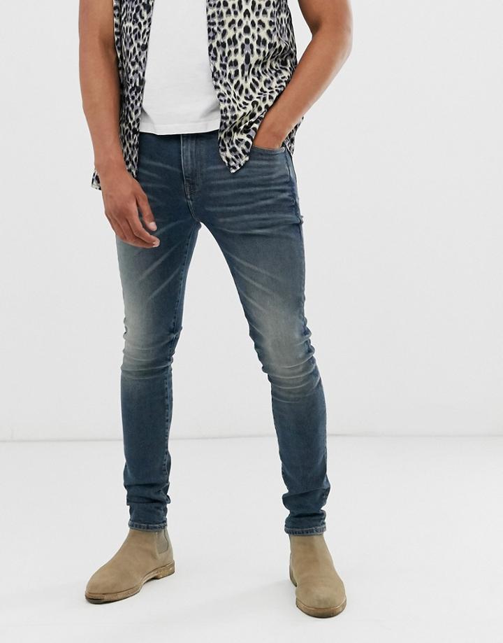 Asos Design Recycled 12.5oz Super Skinny Jeans In Vintage Dark Wash Blue - Blue
