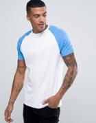 Brave Soul Plain Contrast Sleeve T-shirt - White