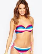 Marie Meili Begonia Bandeau Bikini Top - Acid Pink Stripe