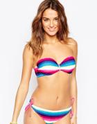 Marie Meili Begonia Bandeau Bikini Top - Acid Pink Stripe