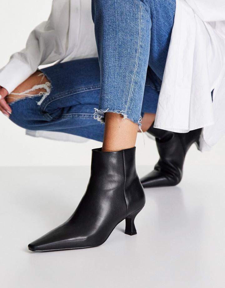 Mango Low Heel Pointy Boot In Black