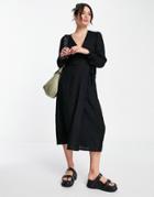Y.a.s. Melina Long Sleeve Wrap Dress In Black