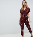 New Look Petite Utlity Jumpsuit In Animal - Red