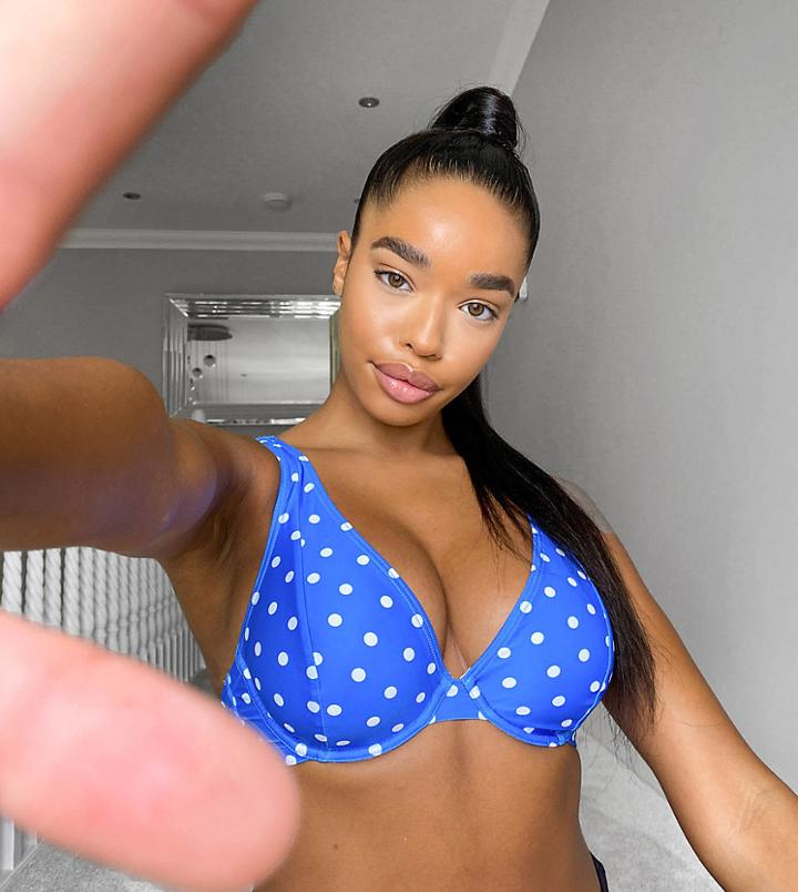 Peek & Beau Fuller Bust Exclusive Mix And Match Underwire Bikini Top In Blue Spot
