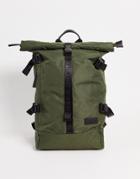 Consigned Roll Top Backpack In Khaki-green