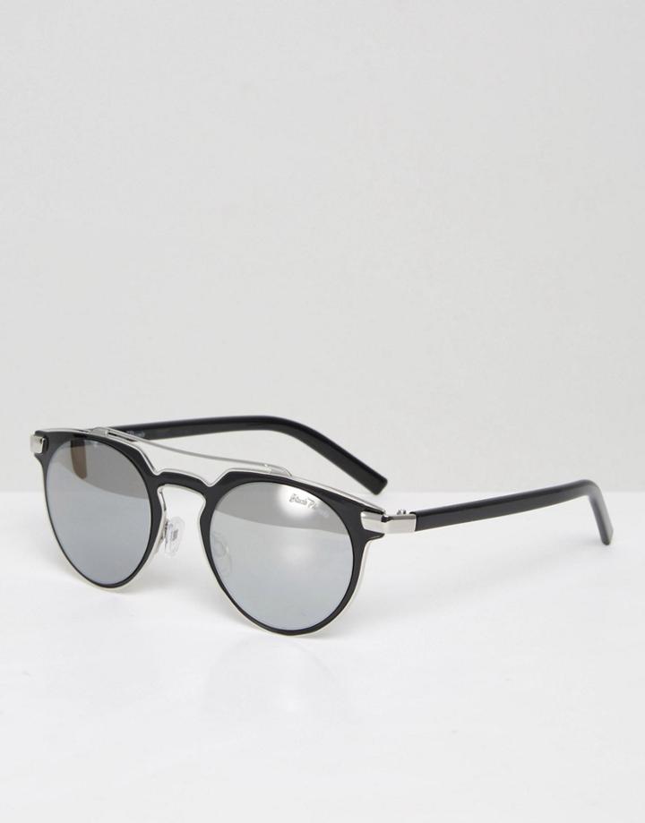 Black Phoenix Sunglasses With Silver Bar Detail - Black