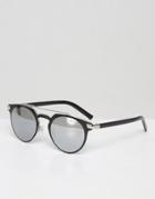 Black Phoenix Sunglasses With Silver Bar Detail - Black